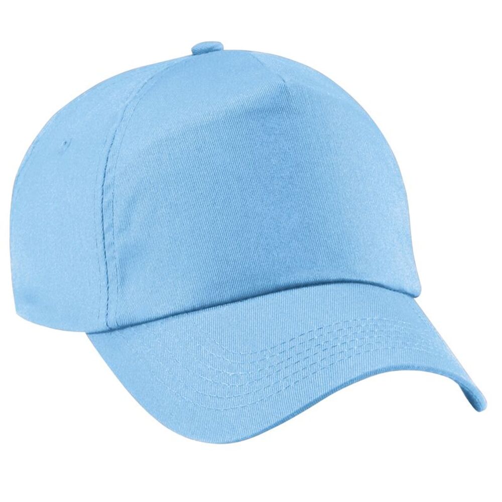 Beechfield Plain Unisex Junior Original 5 Panel Baseball Cap / Sky